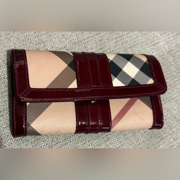 Burberry Beige and Burgundy Clutch